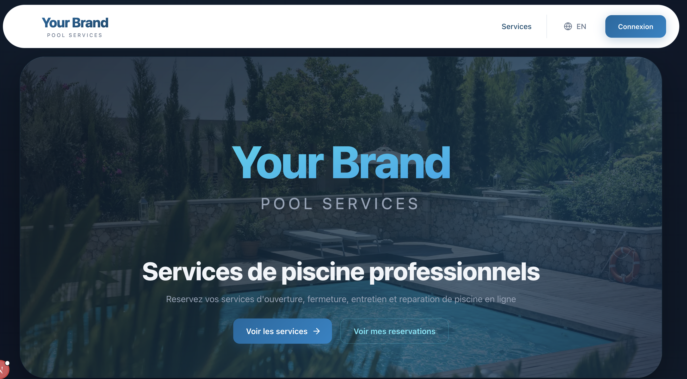Gestion Piscine 360 — Page d'accueil du portail client